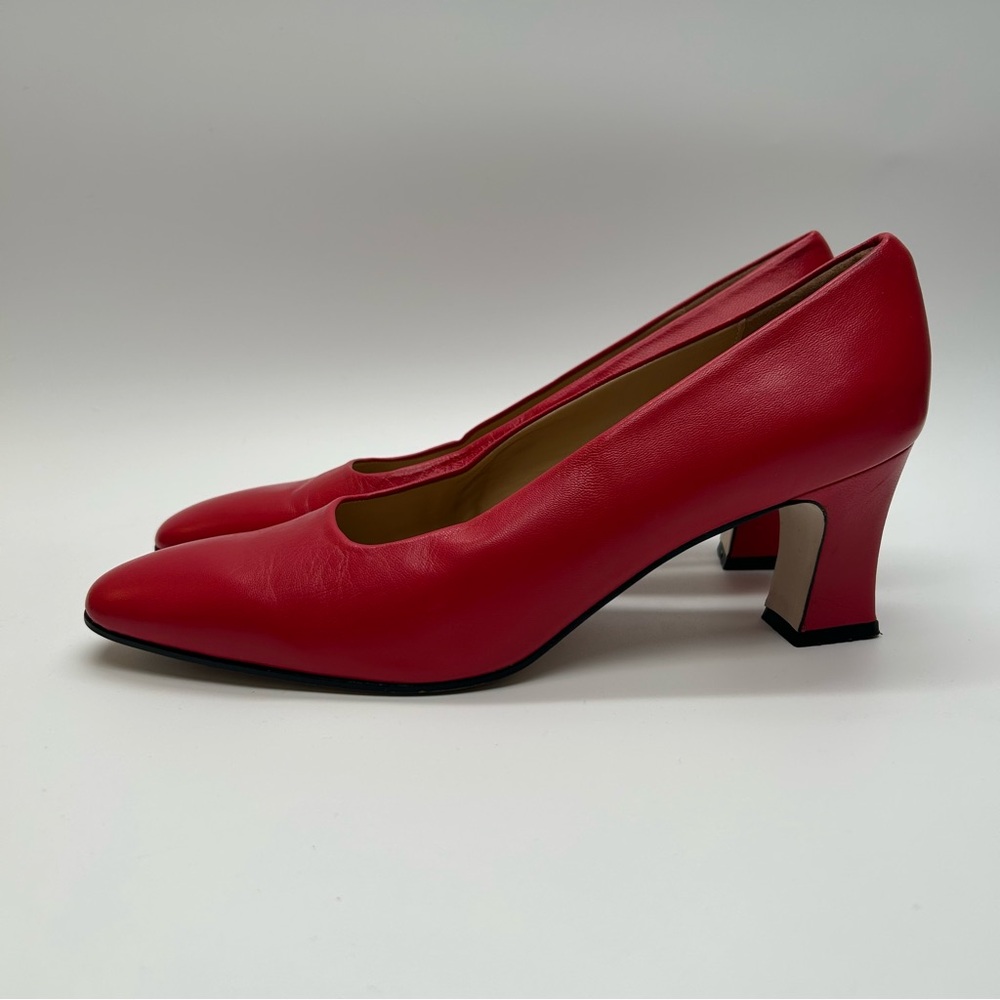 VTG 90s Liz Claiborne Red Heels Square Minimalist Sz 10
